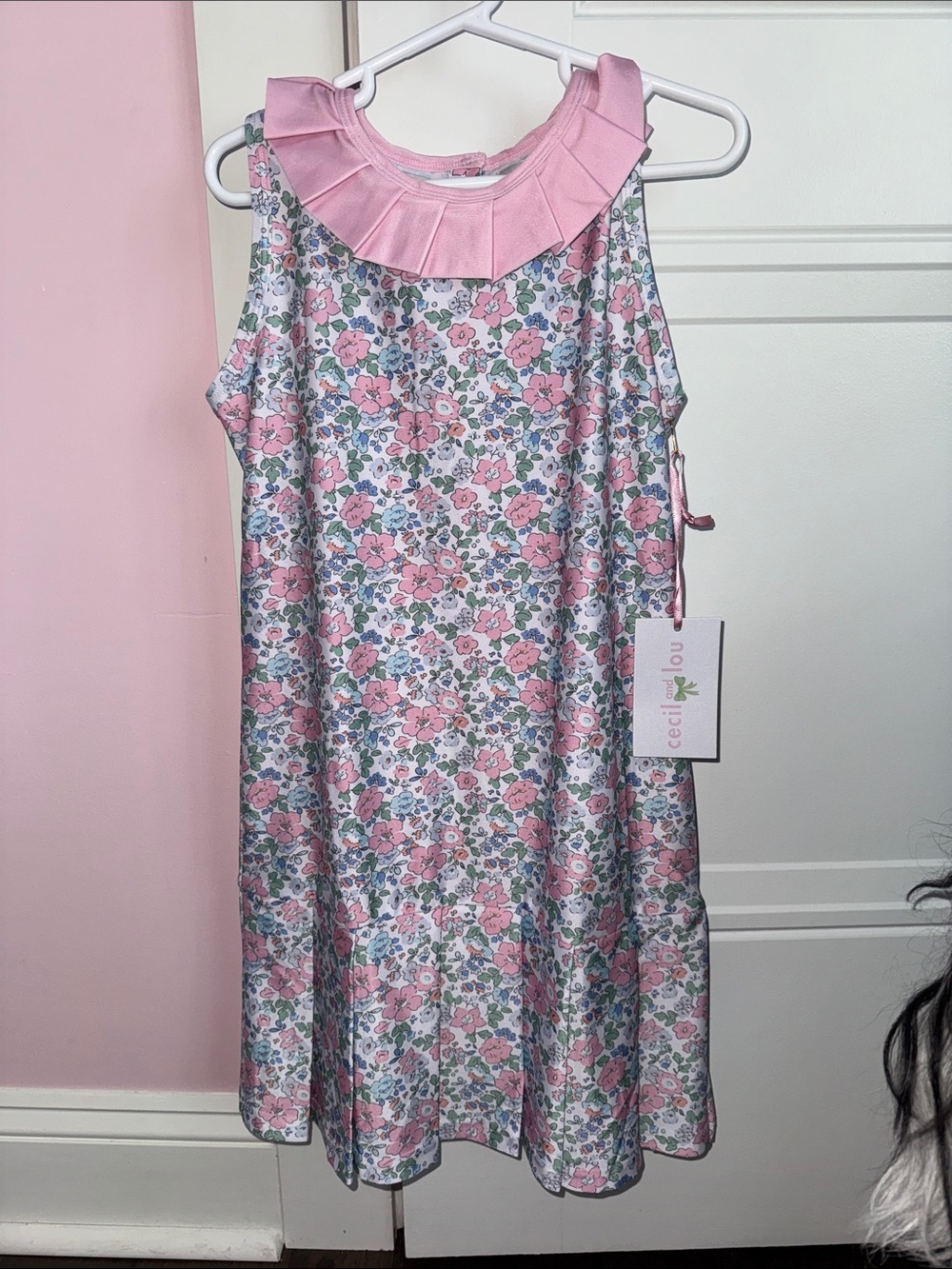 NWT Cecil & Lou Girls' Sleeveless Pink Floral Ruffle Dress size 8 ATHLEISURE
